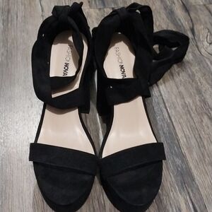 Fashion Nova Plot Twist Block Heels Shoes Womens Size 10 Black Platform Heels